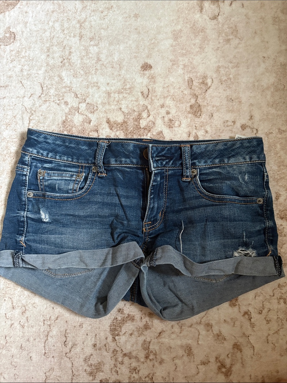 American Eagle Outfitters Dark Blue Cuffed Denim Shorts